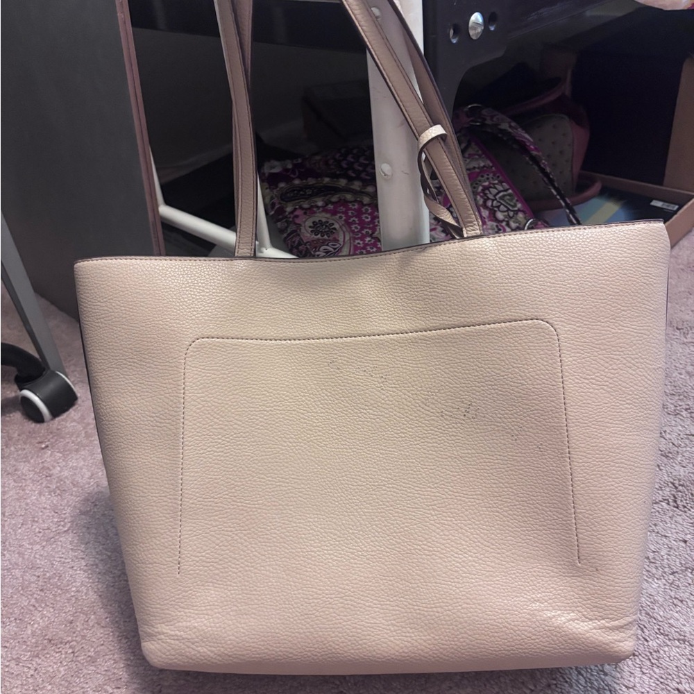 Anne Klein Cream Tote Bag with Minimalist Design